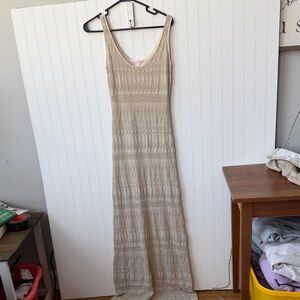 Victoria's Secret Beige Crochet Knit Maxi Dress